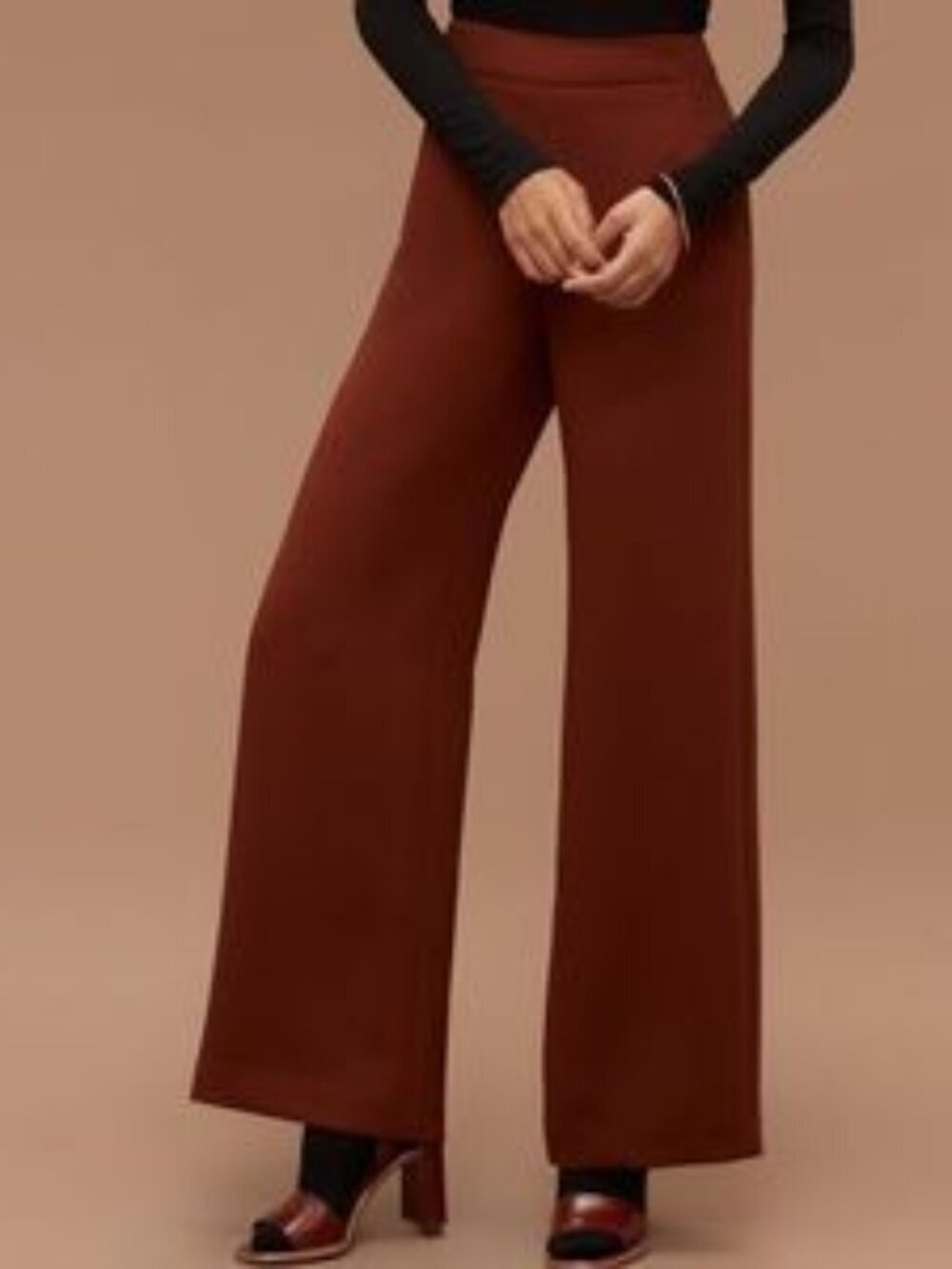 Aritzia Wide Leg High Waist Pant Trouser Red Brown Size 4